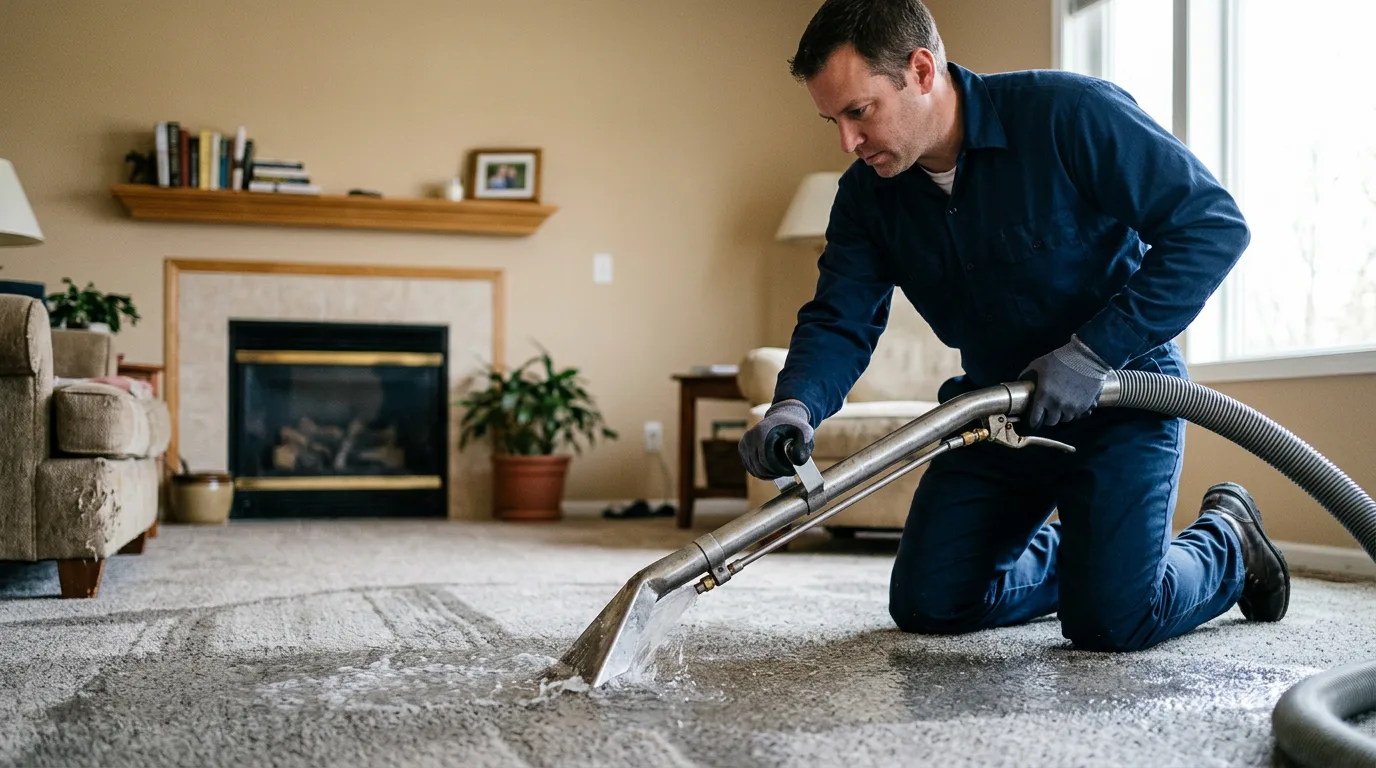 Water damage restoration technician working near Peytona, WV
